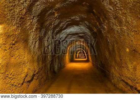 Tunnel in Resort Rafailovici - Montenegro - architecture and nature background