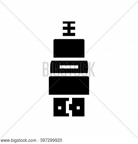Hdmi Cable Glyph Icon Vector. Hdmi Cable Sign. Isolated Contour Symbol Black Illustration