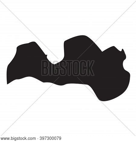Vector Map Latvia. Isolated Vector Illustration. Black On White Background.
