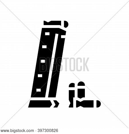 Gun Magazine With Bullets Glyph Icon Vector. Gun Magazine With Bullets Sign. Isolated Contour Symbol