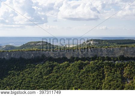 The Mountain View From The Cave City Of Tepe-kermen In The Republic Of Crimea, Russia. Sunny Day Sep
