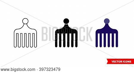 Afro Pick Icon Of 3 Types Color, Black And White, Outline. Isolated Vector Sign Symbol.
