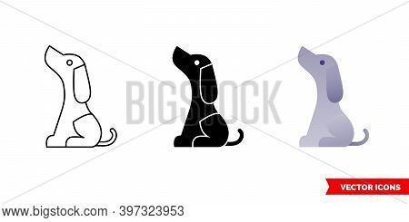 Dog Icon Of 3 Types Color, Black And White, Outline. Isolated Vector Sign Symbol.
