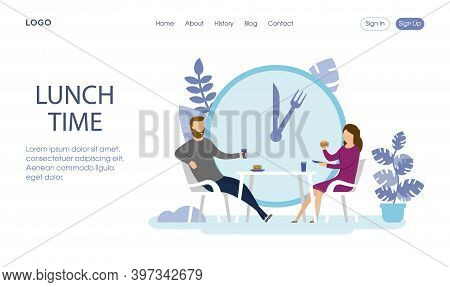 Layout Type Light Vector Illustration With Writings And Buttons. Flat Cartoon Style Composition Of M