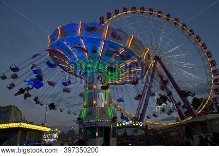 Stuttgart, Germany, 09 October 2016. Volksfest In Stuttgart. Attraction.