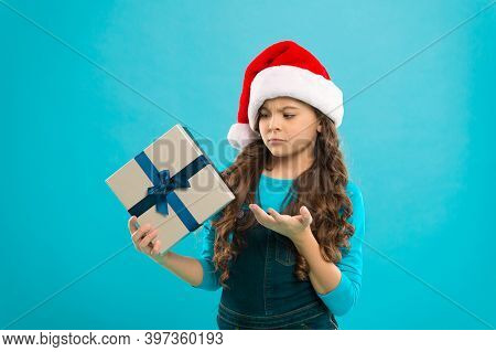 Present For Xmas. Childhood. New Year Party. Santa Claus Kid. Christmas Shopping. Happy Winter Holid