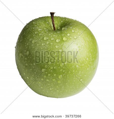 Manzana verde con trazado de recorte