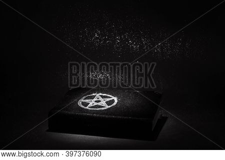 Black Magic Book. Beautiful Occult Ritual. Spititual Mood.