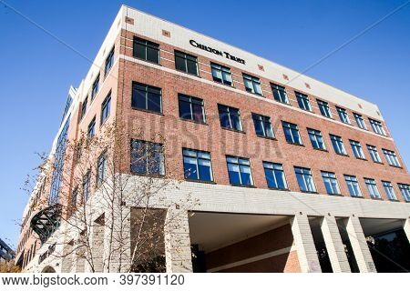 STAMFORD,CT, USA-NOVEMBER 29 2020:  Chilton Trust building with blue sky