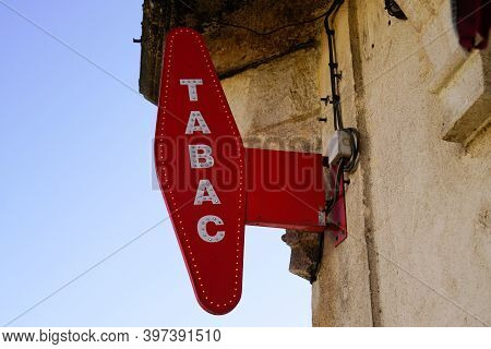 Bordeaux , Aquitaine  France - 11 21 2020 : Tabac Red Light Sign Of French Shop Logo For Tobacco Wit