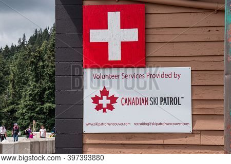 North Vancouver,canada - July 6,2020: View Of Sign Canadian Ski Patrol Attached To The Building At S