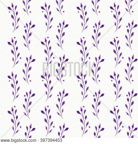 Pattern Lilac Rowan Leaf On A White Background Watercolor
