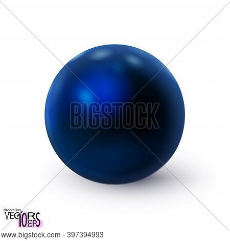 Blue Sphere Glossy Realistic Isolated On White Background. Delicious Polished Ball. Mockup Of Clean 