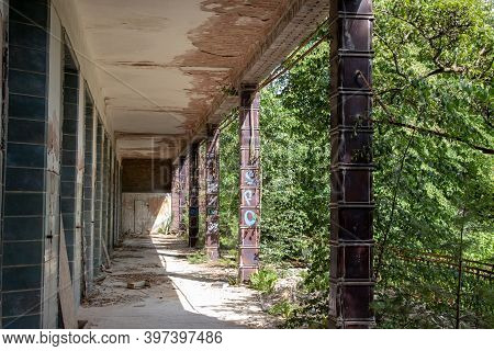 Beelitz, Germany - Jun 30, 2020: Lying Terraces For Patients. Surgery Is The Most Modern Building Of