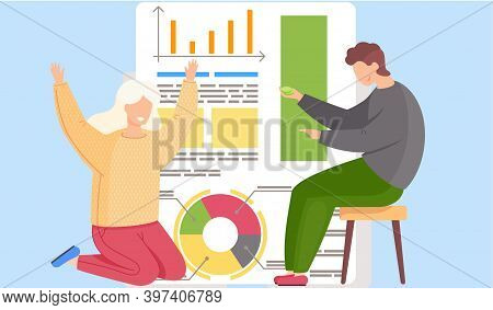 Guy Picks Up Green Chips. Joyful Girl Sits On Her Knees And Raises Hands. Couple Sitting And Communi