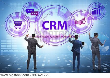 CRM custromer relationship management concept with businessman