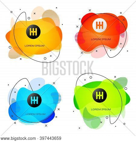Black Gear Shifter Icon Isolated On White Background. Transmission Icon. Abstract Banner With Liquid
