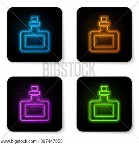 Glowing Neon Sauce Bottle Icon Isolated On White Background. Ketchup, Mustard And Mayonnaise Bottles