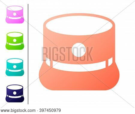 Coral Kepi Icon Isolated On White Background. Cap Army Uniform Headgear. Historic General Hat. Set C