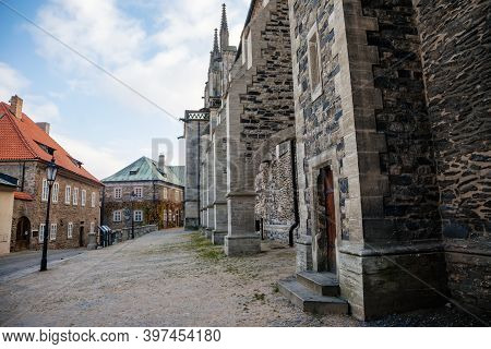 Regional Museum With Ivy-covered Wall, Dvorak´s Museum Of Prehistory Or Formerly Parish School Near 