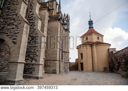 Medieval Stone St. Bartholomew´s Church In Kolin, Gothic Cathedral And Baroque Building Of Ossuary I