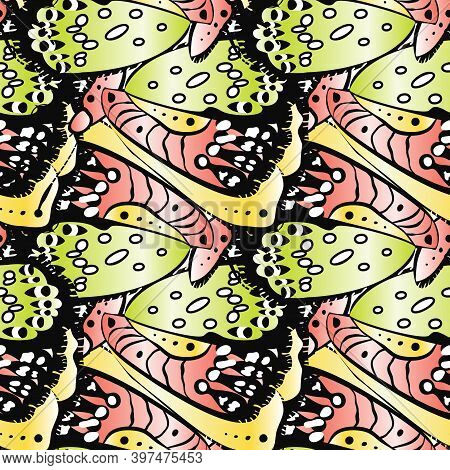 Colorful Seamless Pattern With Abstract Butterflies. Stock Vector