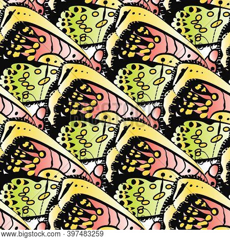 Colorful Seamless Pattern With Abstract Butterflies. Stock Vector