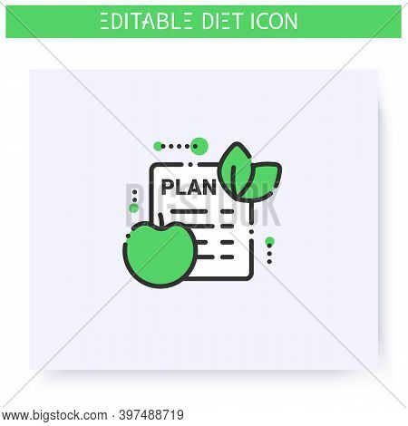 Diet Plan Line Icon. Checklist. Individual Diet List. Dietary Nutrition. Calorie Count. Slimming Con