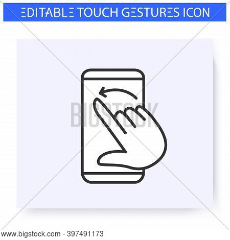 Flick Finger Hand Gesture Line Icon. Swipe Left. Multitouch Gestures For Smartphone Use.touchscreen 