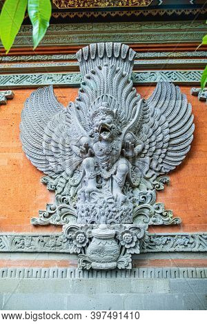 Bas Relief Of The Traditional Balinese Deity Garuda. Bali Island, Indonesia