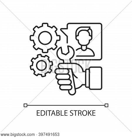Providing Services Linear Icon. Maintenance Thin Line Customizable Illustration. Contour Symbol. Rep