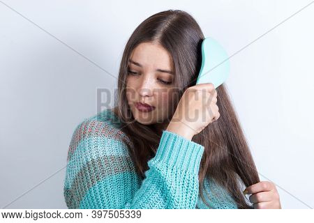 Girl Combing. Self-respect And Self-love.