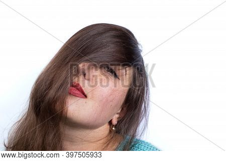 Sexy Wink. Loose Hair. Beautiful Lips.