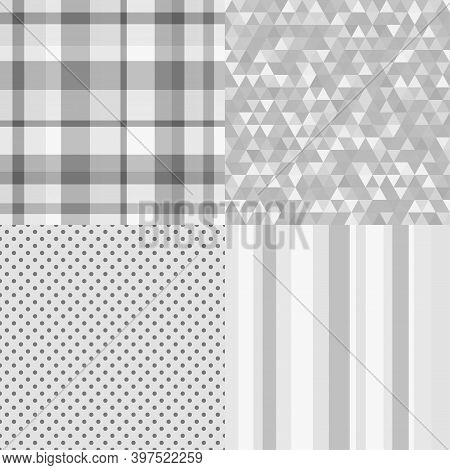 Set Of Seamless Backgrounds. Monochrome Patterns. Seamless Textures. Prints For Textiles And Fabrics