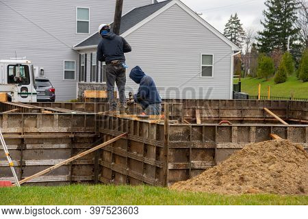 Injection Of Concrete Foundation Metal Mixed Dirt