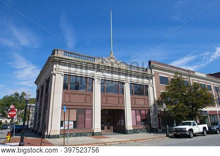 Fitchburg, Ma, Usa - Sep. 26, 2019: Historic Fitchburg Gas And Electric Light Company Building At 65
