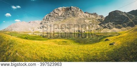 Amazing Mountain And Lake View Between Bolkar Mountain And Taurus Mountain. Panoramic View Of Black 