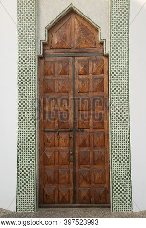 Door Entrance To The Mosque, Photo Taken In The City Of Agadir In Morocco. High Quality Photo