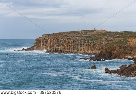 Sea Cliffs In Papoa Cabo Carvoeiro Cape In Peniche, Portugal