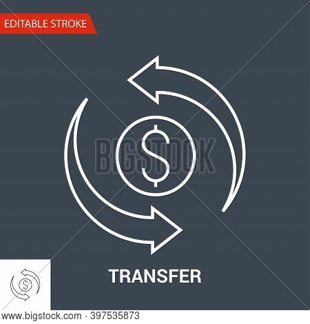 Transfer Icon. Thin Line Vector Illustration - Adjust Stroke Weight - Expand To Any Size - Easy Chan