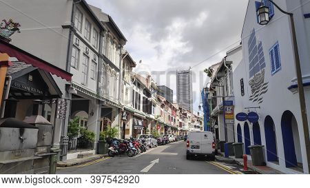 Singapore- 20 Nov, 2020: Street View Of Amoy Street In Singapore. Amoy Street Is A One-way Street Lo