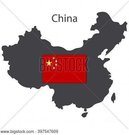 Wuhan, China. Black Silhouette Icon. China Map With Flag, Great Design For Any Purposes. Stock Image