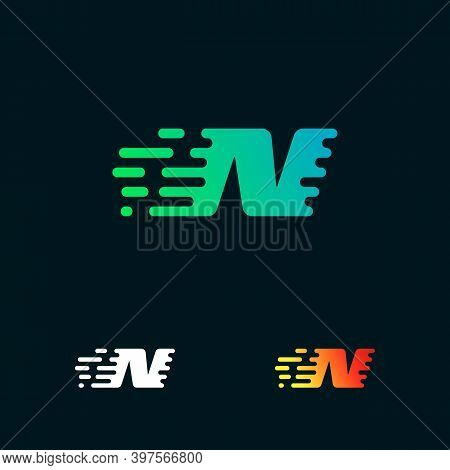 Letter N Modern Speed Shapes Logo Design Vector