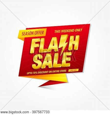 Flash Sale Banner Design Template With 3d Vector Text Isolated On White Background