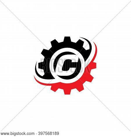Letter C Gear Logo Design Template Machinery, Technology