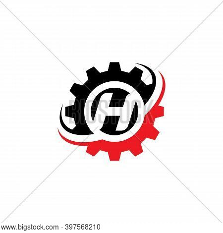 Letter H Gear Logo Design Template Machinery, Technology