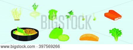 Set Of Hotpot Ingredients Cartoon Icon Design Template With Various Models. Modern Vector Illustrati