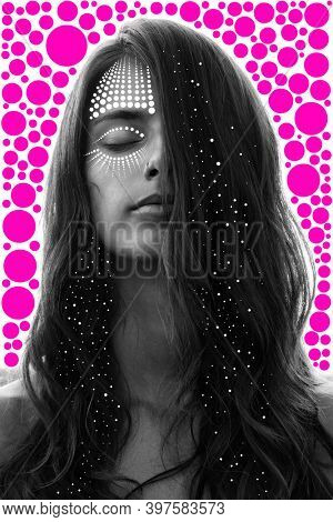 Creative portrait made by combining a photograph with an illustration