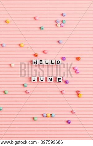 HELLO JUNE beads word typography on pink