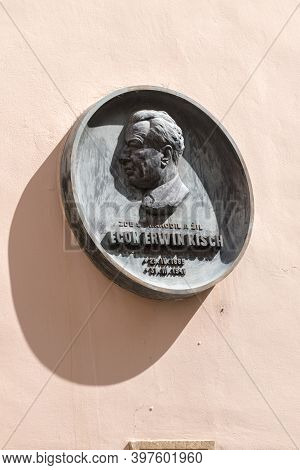 Prague, Czech Republic - July 10, 2020: Egon Ervin Kisch Plaque At His Birthplace In Prague.
